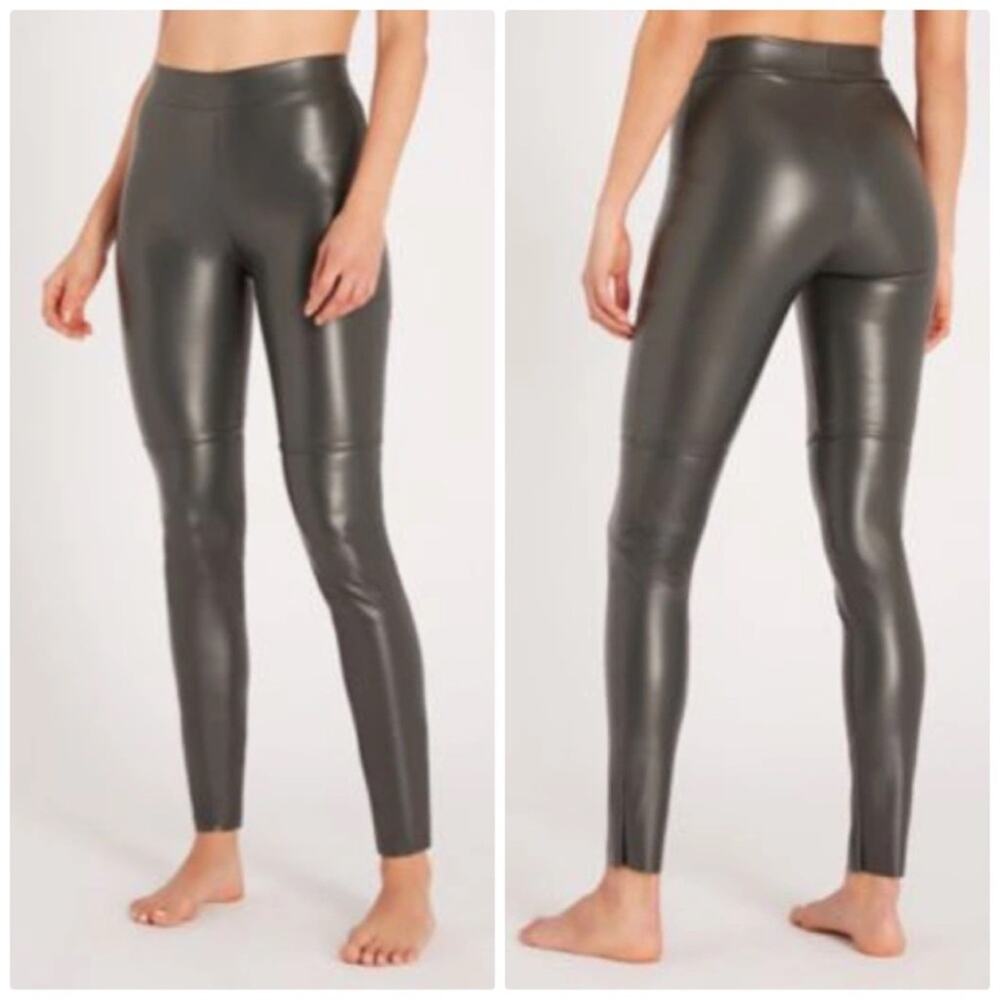 Wolford Women's Estella Vegan Leather Leggings in Office Grey Size 10